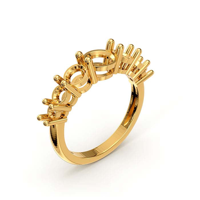 Fassung für runden Ring aus Gelbgold mit sieben Steinen