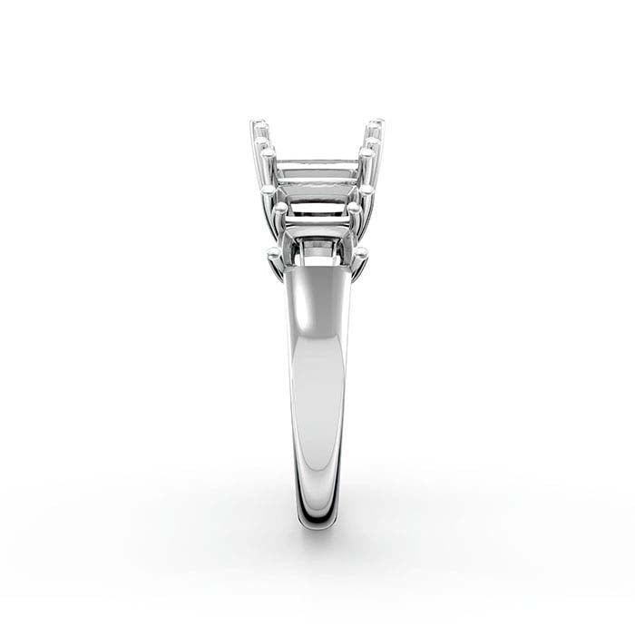 14K White Gold Emerald-Cut Seven Stone Ring Mounting