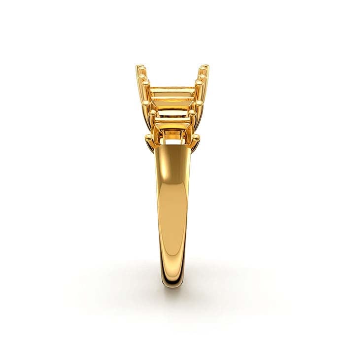Montatura per anello a sette pietre con smeraldo taglio smeraldo in oro giallo 14K