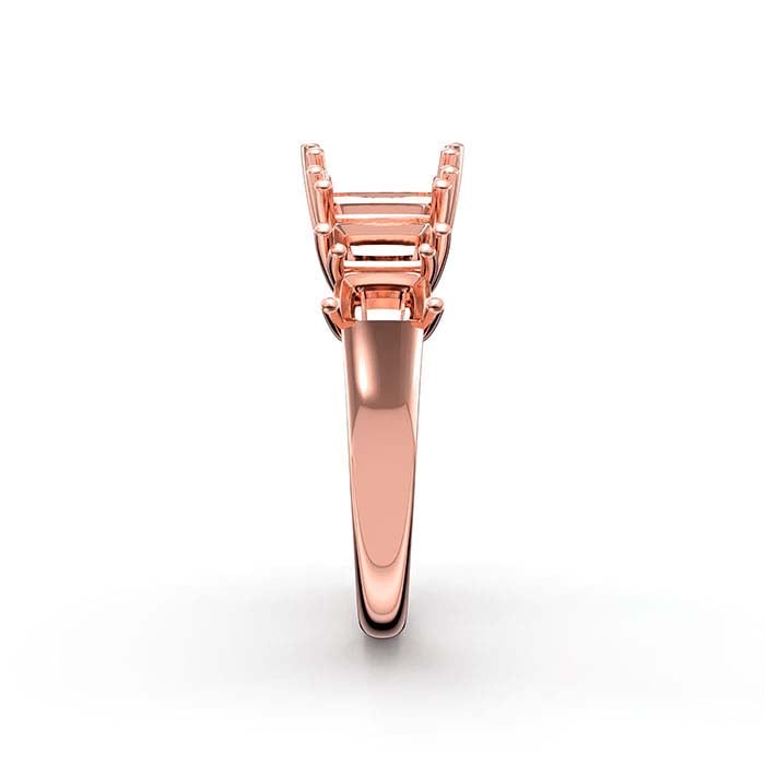 18K Roségouden Emerald-Cut Ringzetting met Zeven Stenen