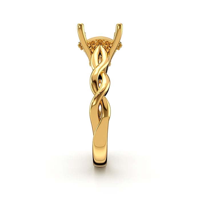 Montatura per anello con pietra a forma di alone rotondo da 8,5 mm in oro giallo 14K