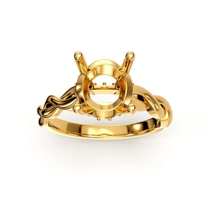 14K Gult Guld 8,5 mm Rund Halo Stenringinfattning