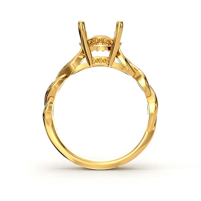 14K Gult Guld 8,5 mm Rund Halo Stenringinfattning