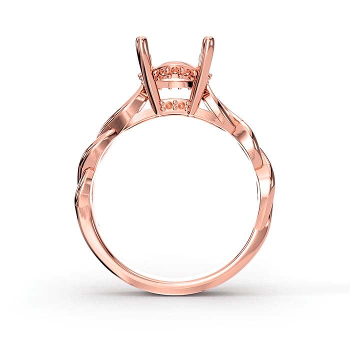 18K Rose Gold 8.5mm Round Halo Stone Ring Mounting