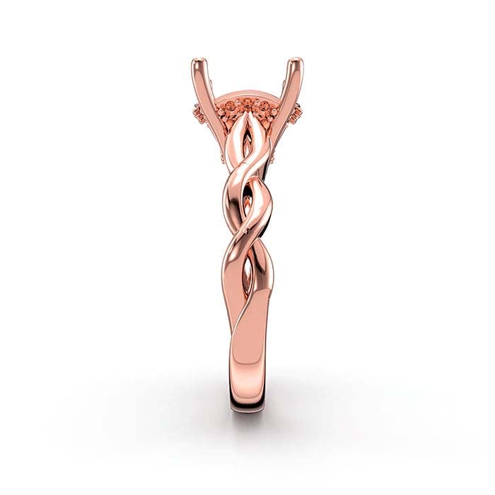 Montagem de Anel com Pedra Redonda Halo de 8,5mm em Ouro Rosa 18K