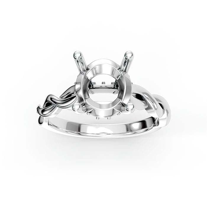 18K Vitt Guld 8,5 mm Rund Halo Stenringinfattning