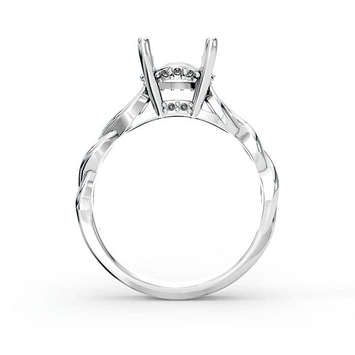 18K Vitt Guld 8,5 mm Rund Halo Stenringinfattning
