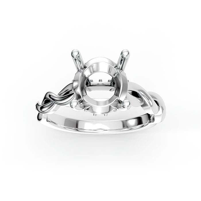 18K White Gold 8.5mm Round Halo Stone Ring Mounting