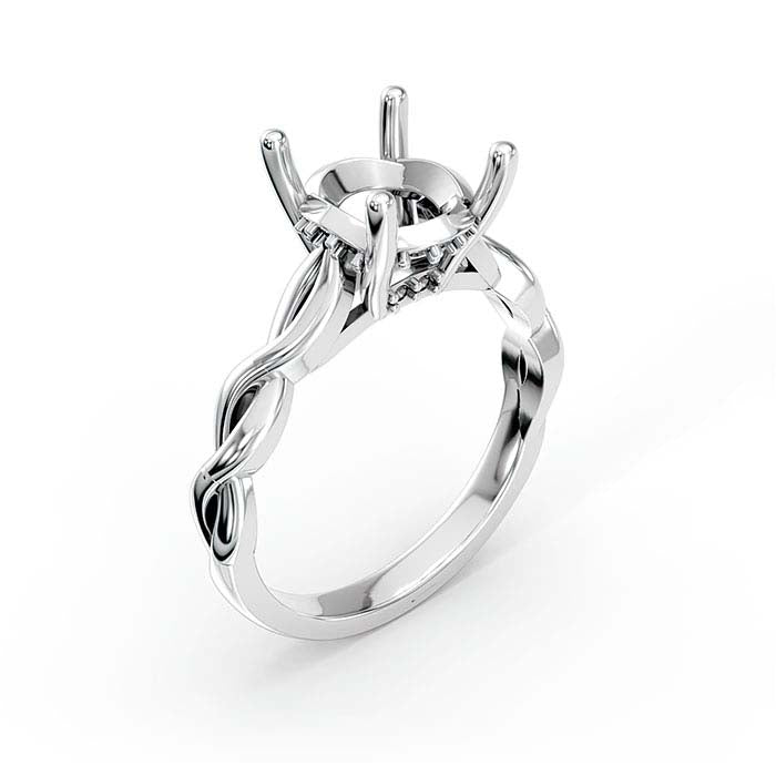 18K White Gold 8.5mm Round Halo Stone Ring Mounting