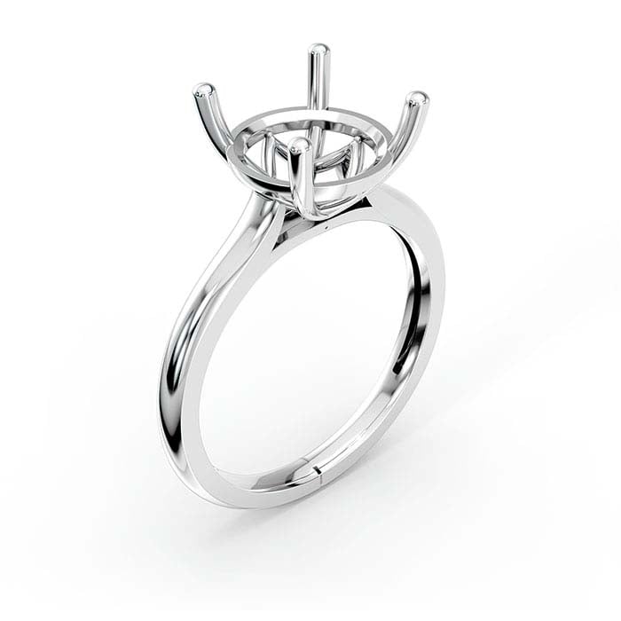 14K White Gold 9mm Round Basket Solitaire Stone Ring Mounting