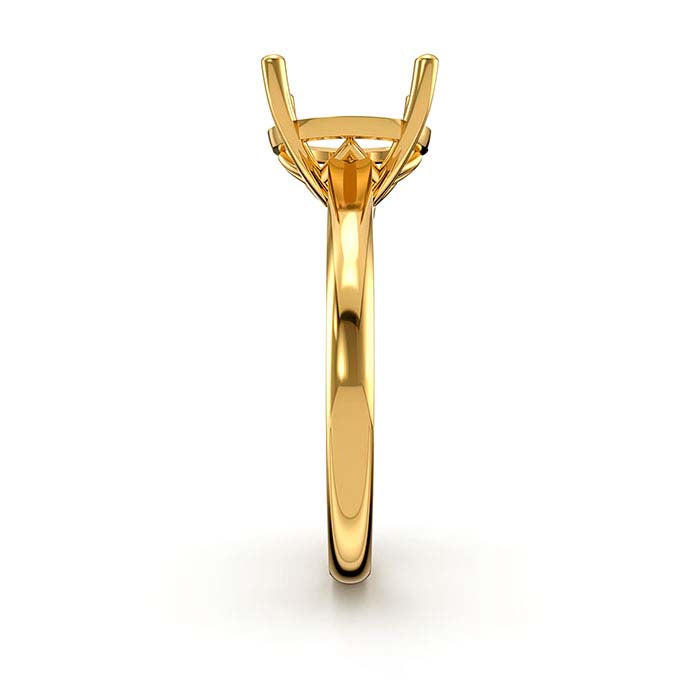 14K Gult Guld 9mm Rund Korg Solitaire Stenring Infattning