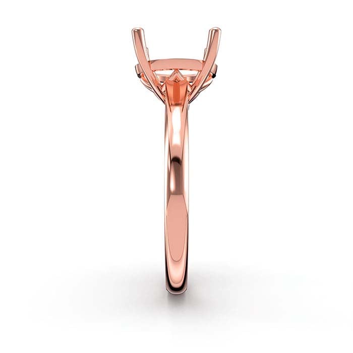 18K Rose Gold 9mm Round Basket Solitaire Stone Ring Mounting