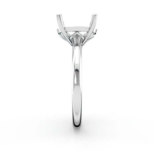 14K White Gold 10 x 8mm Oval Basket Solitaire Stone Ring Mounting