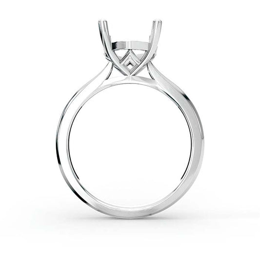 14K White Gold 10 x 8mm Oval Basket Solitaire Stone Ring Mounting