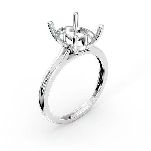 14K White Gold 10 x 8mm Oval Basket Solitaire Stone Ring Mounting