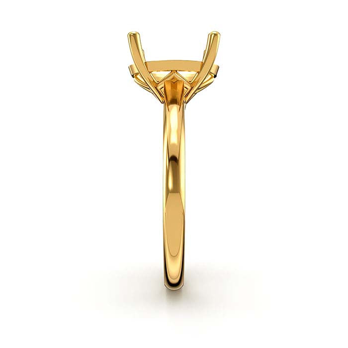 14K gult gull 10 x 8 mm oval kurv solitaire stein ringinnfatning
