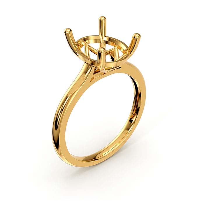 14K gult gull 10 x 8 mm oval kurv solitaire stein ringinnfatning