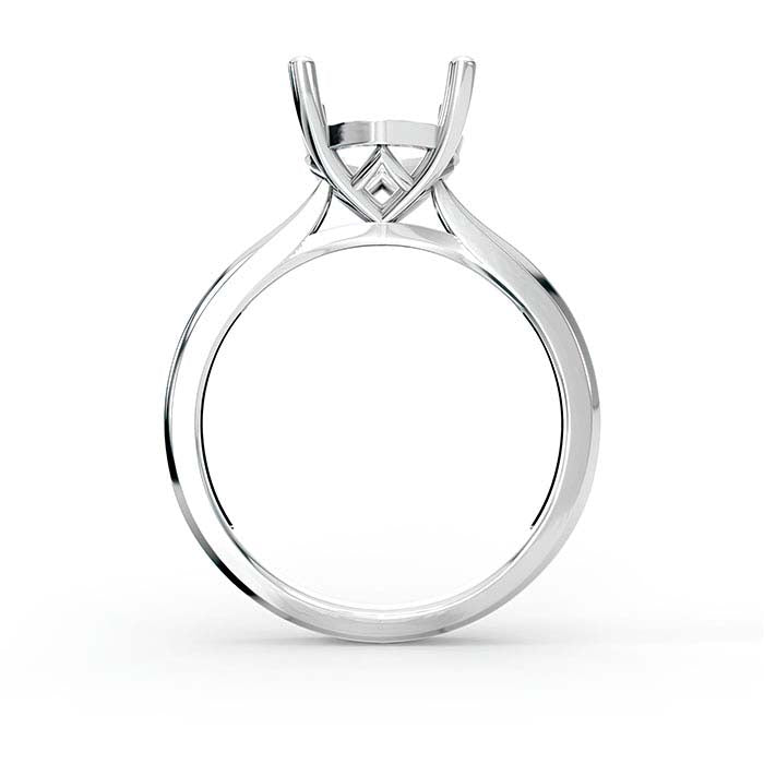 18K White Gold 10 x 8mm Oval Basket Solitaire Stone Ring Mounting