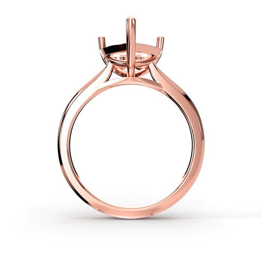 14K Rose Gold 10mm Heart Basket Solitaire Stone Ring Mounting