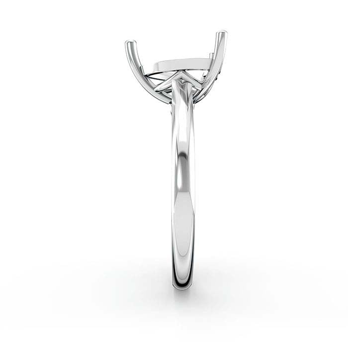 18K White Gold 10mm Heart Basket Solitaire Stone Ring Mounting