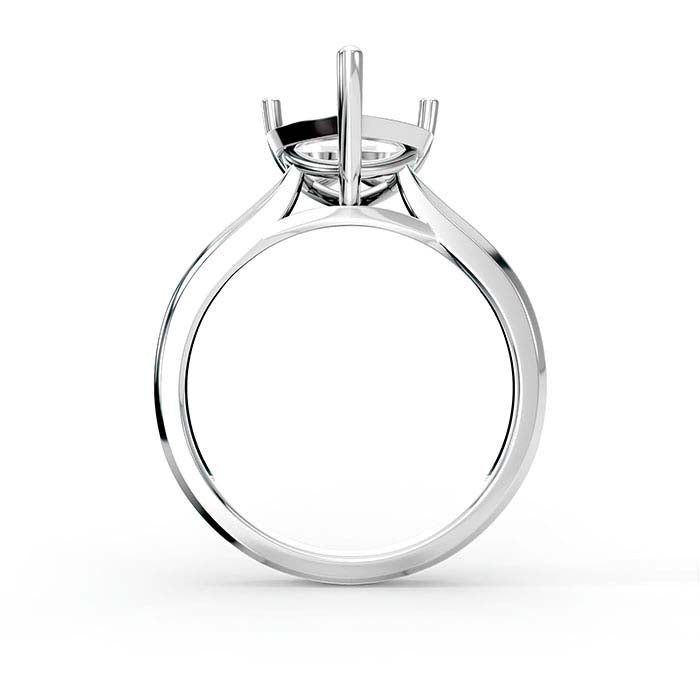 18K White Gold 10mm Heart Basket Solitaire Stone Ring Mounting