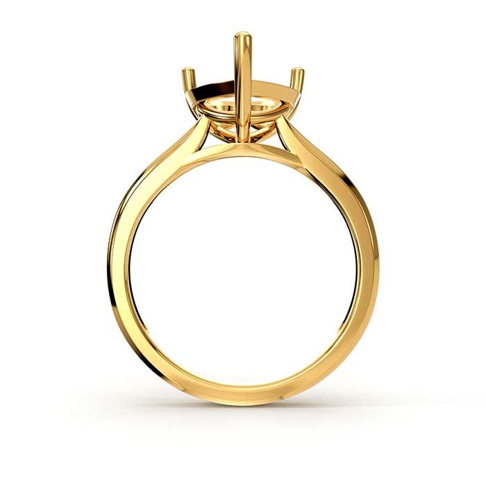 18K Yellow Gold 10mm Heart Basket Solitaire Stone Ring Mounting