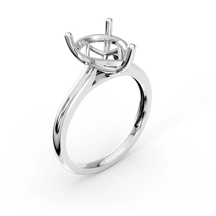 14K White Gold 10 x 8mm Pear Basket Solitaire Stone Ring Mounting
