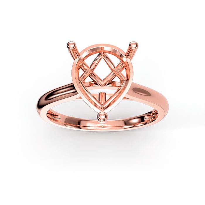 18K Rose Gold 10 x 8mm Pear Basket Solitaire Stone Ring Mounting