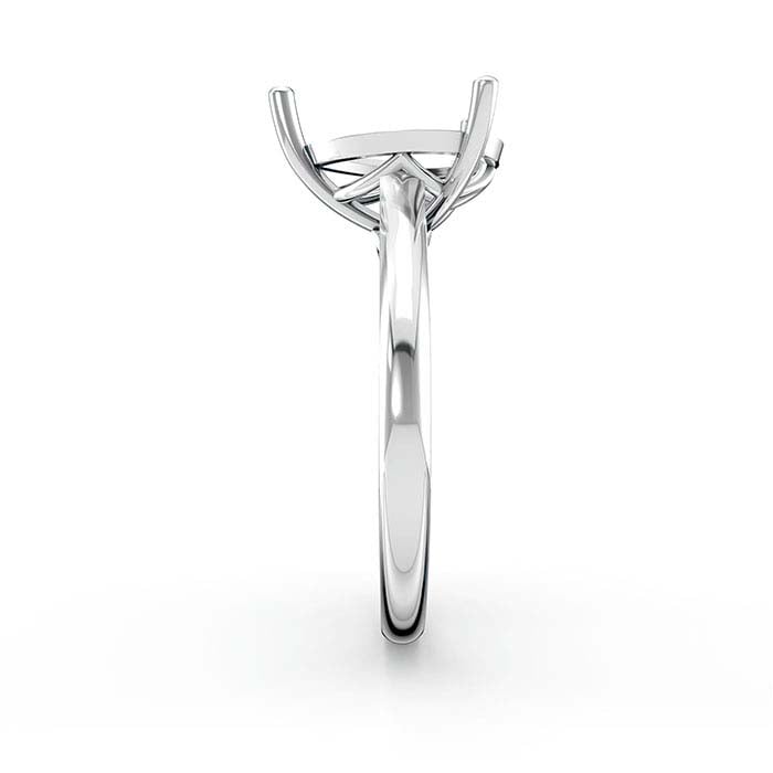 18K 화이트 골드 10 x 8mm 배 모양 바스켓 솔리테어 스톤 반지 마운팅