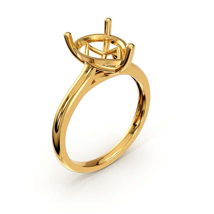 18K Yellow Gold 10 x 8mm Pear Basket Solitaire Stone Ring Mounting