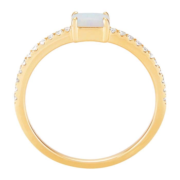 10K Yellow Gold Lab-Grown Opal- & Diamond-Set Ring