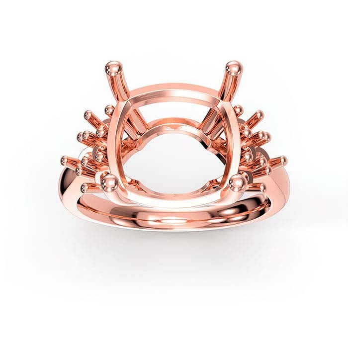 18K Roséguld Kudd- & Rund Sten Ringfattning