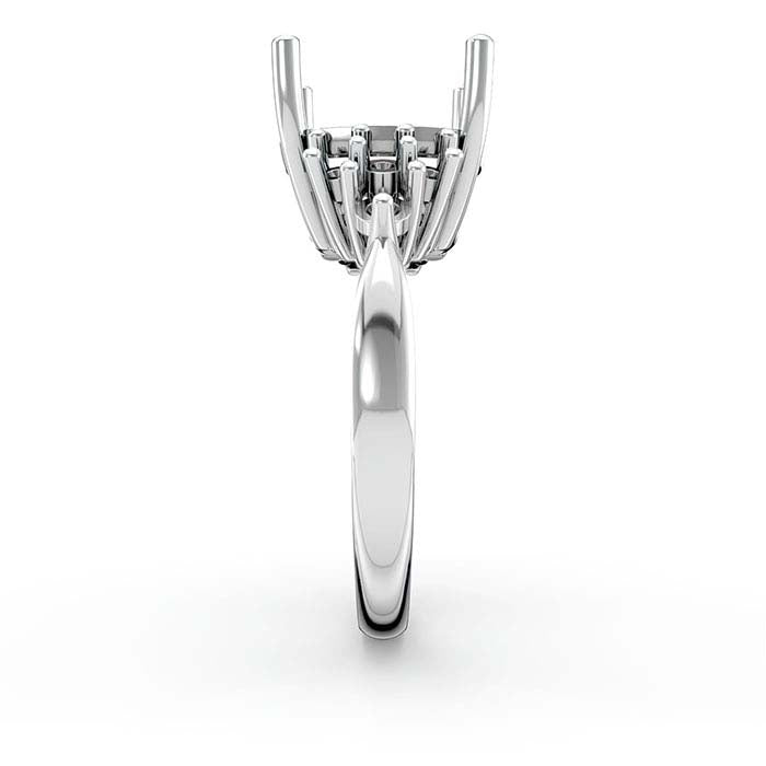 18K White Gold Cushion & Round Stone Ring Mounting