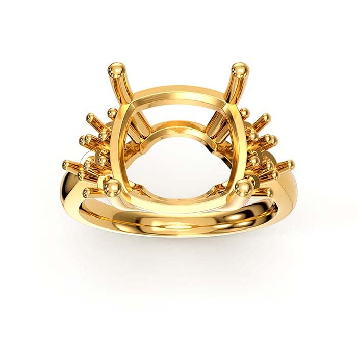 18K Gult Guld Kudd- & Rund Sten Ringfattning
