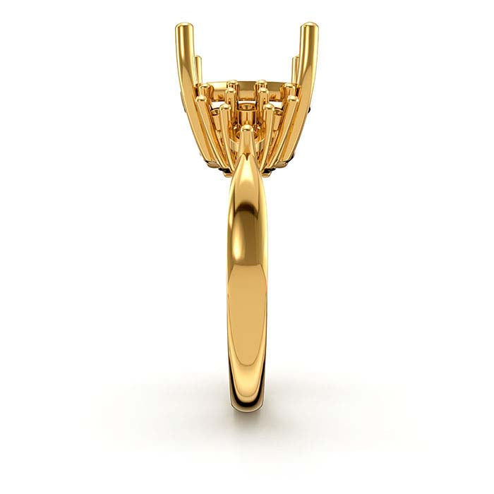 18K Gult Guld Kudd- & Rund Sten Ringfattning