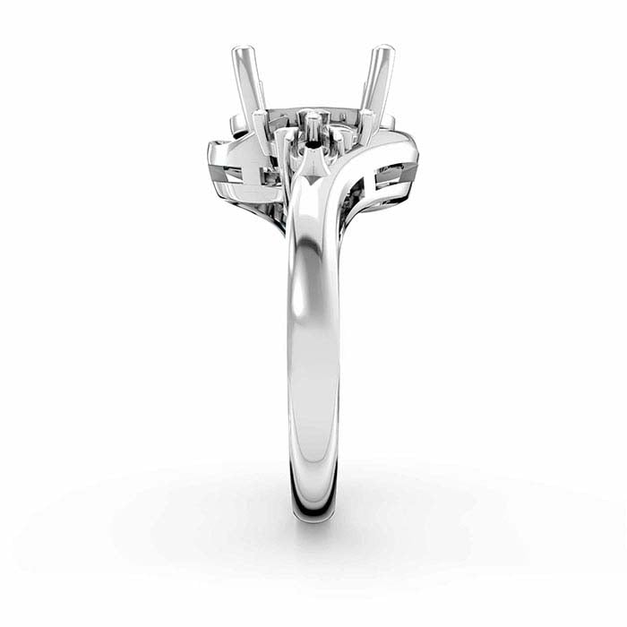 14K Hvidguld Oval & Rund Sten Ringmontering