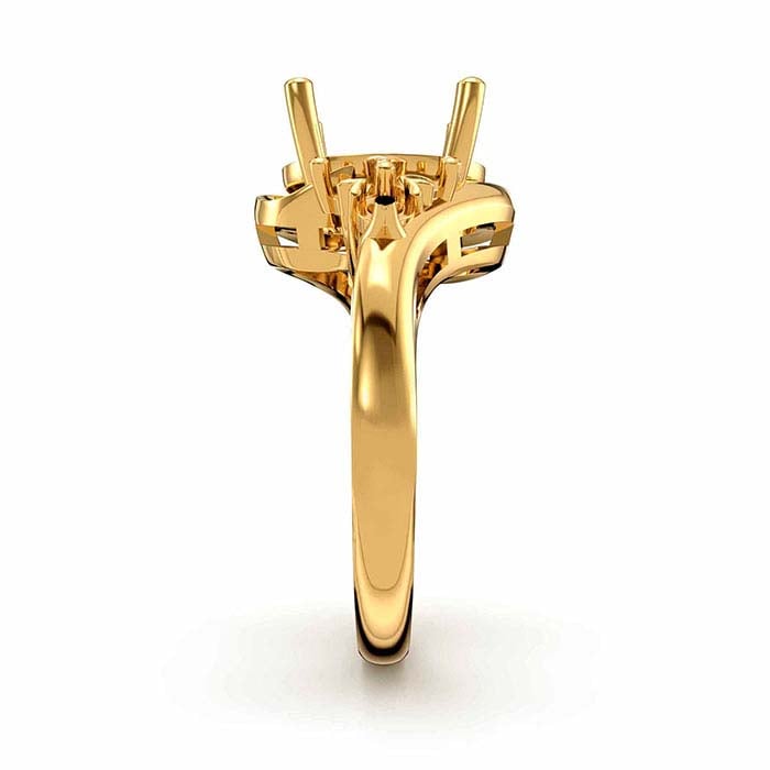 Montatura per Anello con Pietra Ovale e Rotonda in Oro Giallo 14K