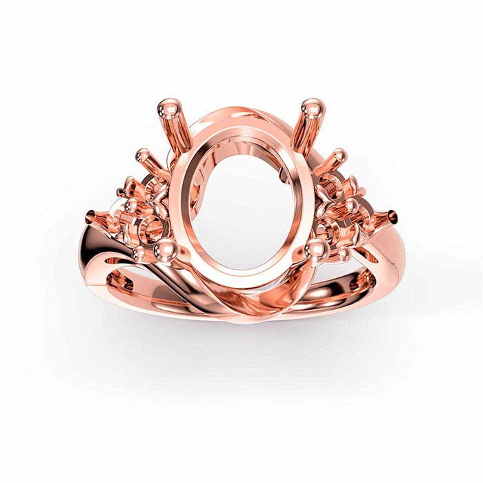 18K Roséguld Oval & Rund Stenringinfattning