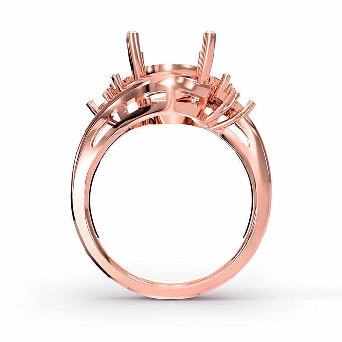 18K Roséguld Oval & Rund Stenringinfattning