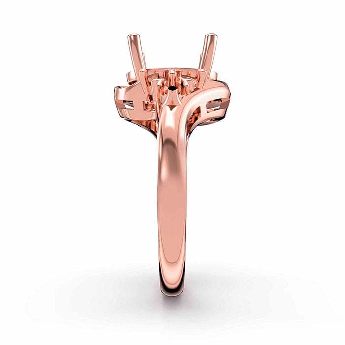 18K Roséguld Oval & Rund Stenringinfattning