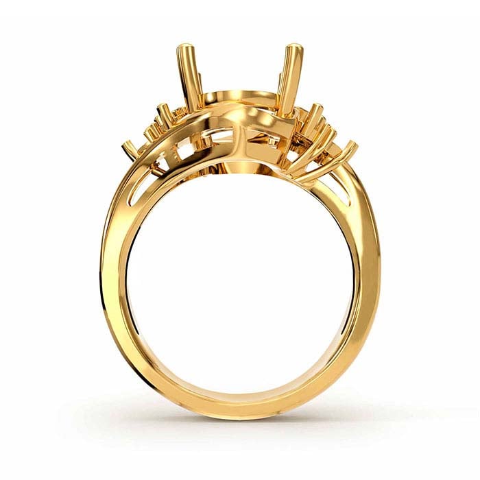 18K Gult Guld Oval & Rund Stenringinfattning