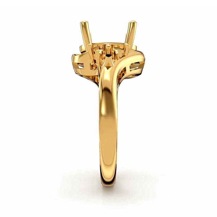 18K Gult Guld Oval & Rund Stenringinfattning
