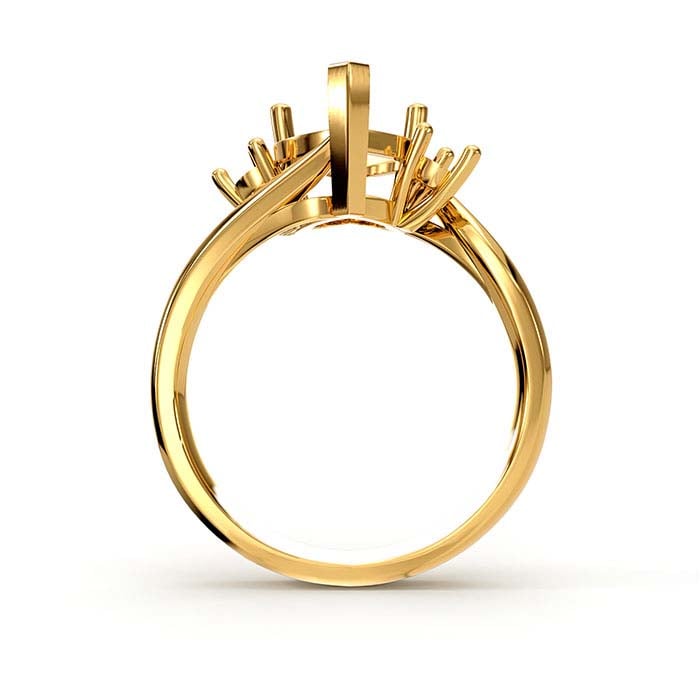 14K Yellow Gold Heart & Round Stone Ring Mounting