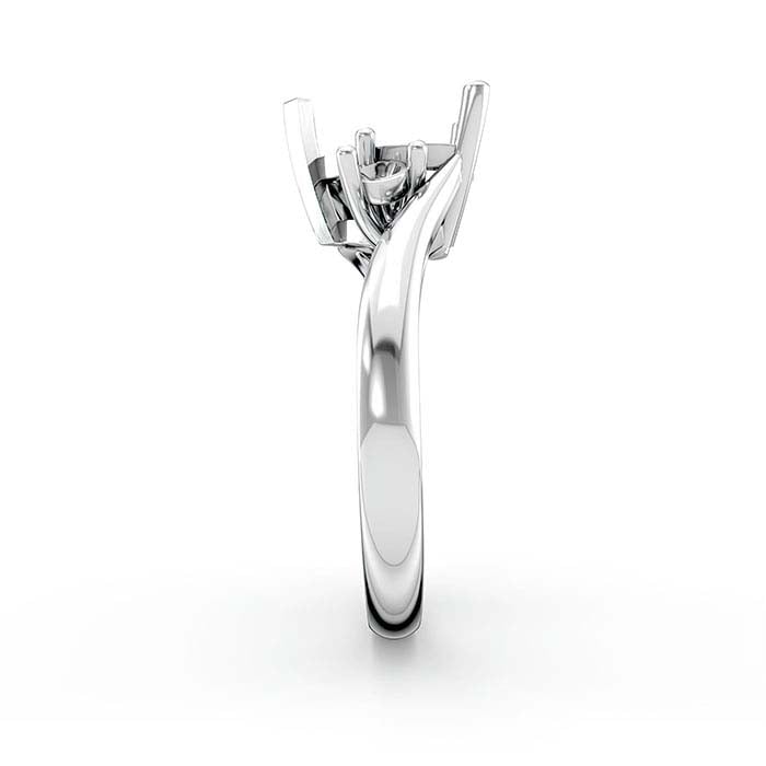 18K White Gold Heart & Round Stone Ring Mounting