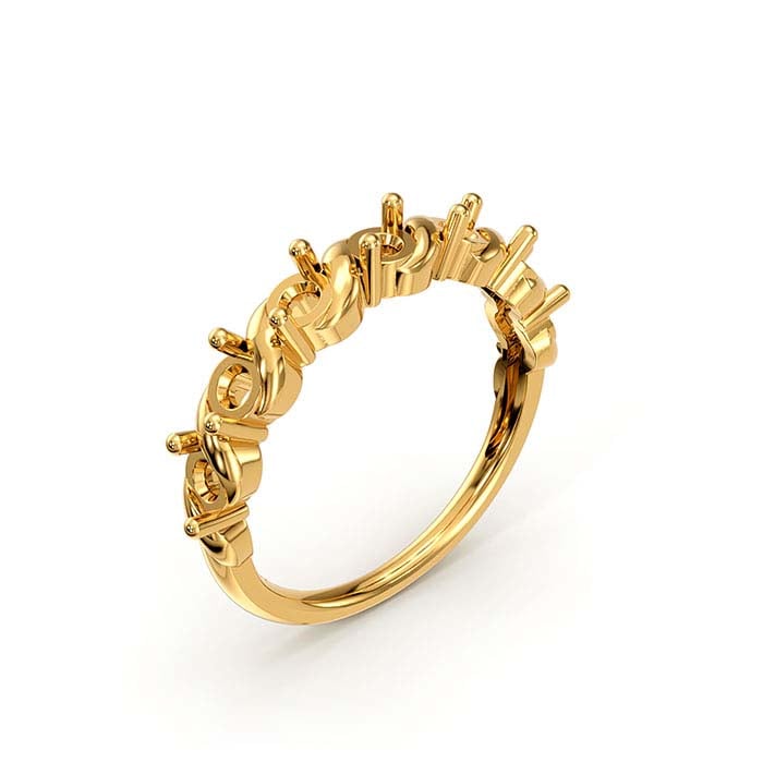 14K Yellow Gold 3mm Round Seven Stone Ring Mounting