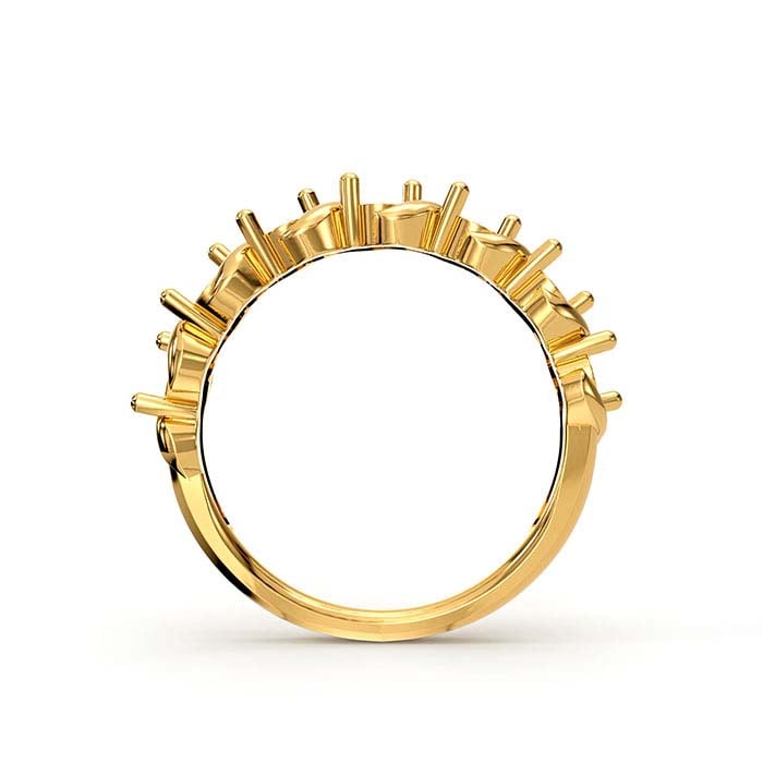14K Yellow Gold 3mm Round Seven Stone Ring Mounting