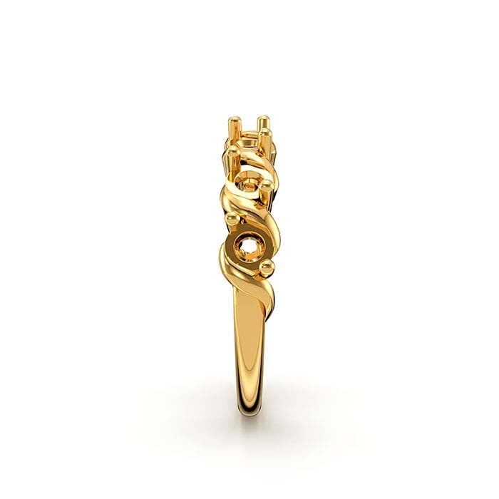 14K Yellow Gold 3mm Round Seven Stone Ring Mounting