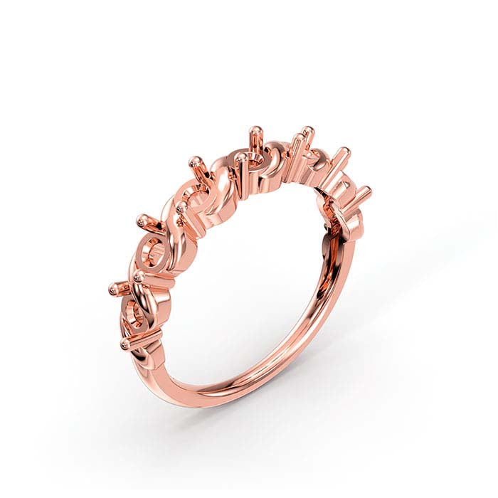 18K Rose Gold 3mm Round Seven Stone Ring Mounting
