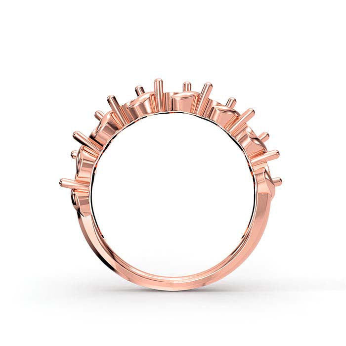 18K रोज़ गोल्ड 3mm गोल सात पत्थर की अंगूठी माउंटिंग