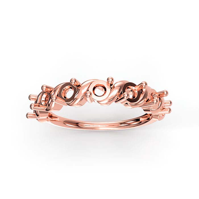 18K Rose Gold 3mm Round Seven Stone Ring Mounting